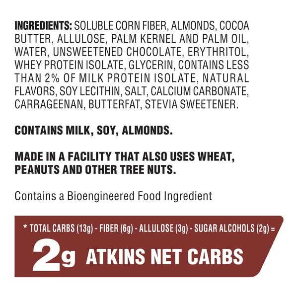ATKINS CARAMEL ALMOND CLUSTERS, GLUTEN FREE, HIGH IN FIBER, 1G SUGAR, 2G NET CARB, KETO FRIENDLY, 20 COUNT