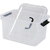 Fabnati 10 L Clear Plastic Storage Bin with Handle, Latching Storage Box Bin with Lid, 1 Packs