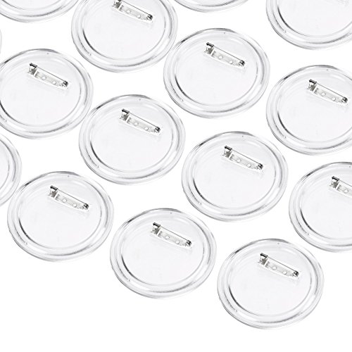 Clear Buttons with Pins - 36-Pack DIY Craft Buttons, Acrylic Plastic Button Badges, 2.25 inches