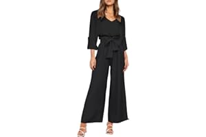 FANCYINN Womens 2 Piece Crop Pants Set V Neck Wide Strap Long Sleeve Tops High Waisted Cropped Paper Bag Pants with Belt