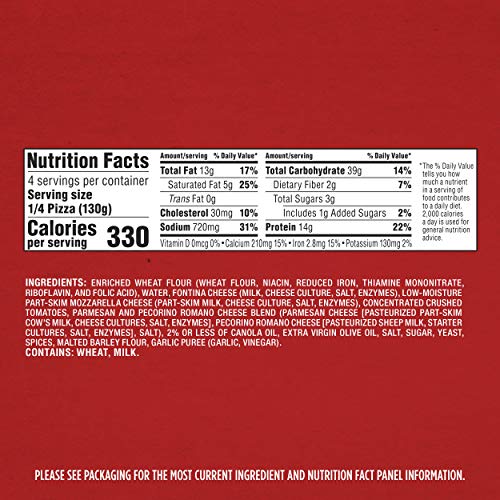 DIGIORNO Pizzeria! Hand-Tossed Style Crust Quattro Formaggi / Four Cheese Frozen Pizza, 18.3 oz. | Made with Mozzarella Cheese