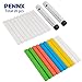 [20-Count] Chalkboard Chalk, PENNX Non-Toxic Dustless 12 White Chalk and 8 Colored Chalk (4 Colors, 2 of Each) with 2 free chalk holders for School and Office Use