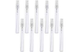RIKWOG 10pcs Mini Spray Bottles, 5ml Plastic Refillable Empty Fine Mist Perfume Bottles Portable Sample Spray Containers for Travel Party Cosmetic Makeup Tool, Clear