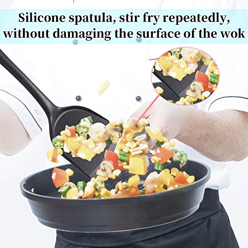 77L Wok Spatula, Seamless OnePiece Design Silicone Wok Spatula, NonStick Wok Spatula Turner