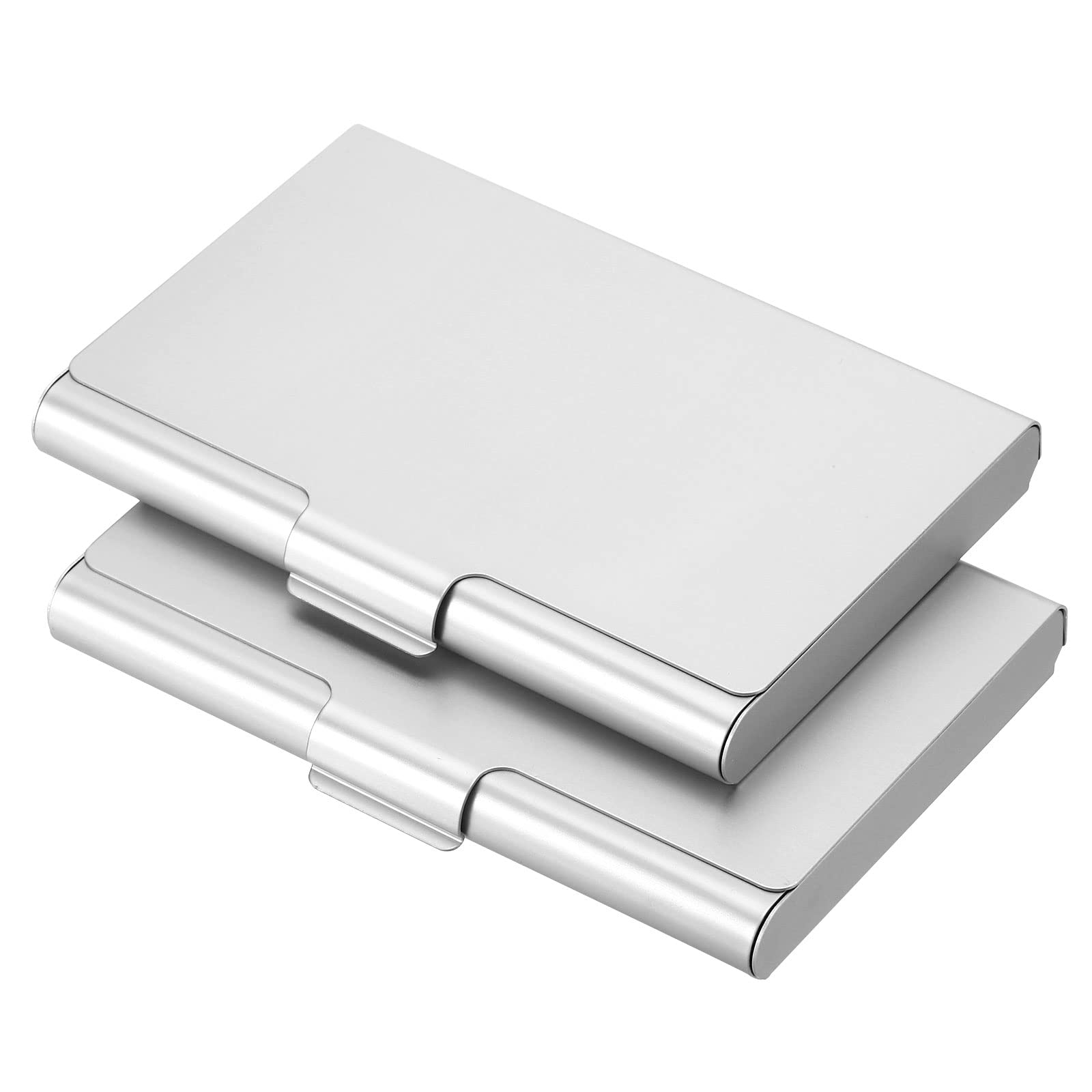 PATIKIL Business Card Holder, 2 Pack Aluminum Metal Card Case Professional Pocket Card Holder for Name Card Credit Card, Silver