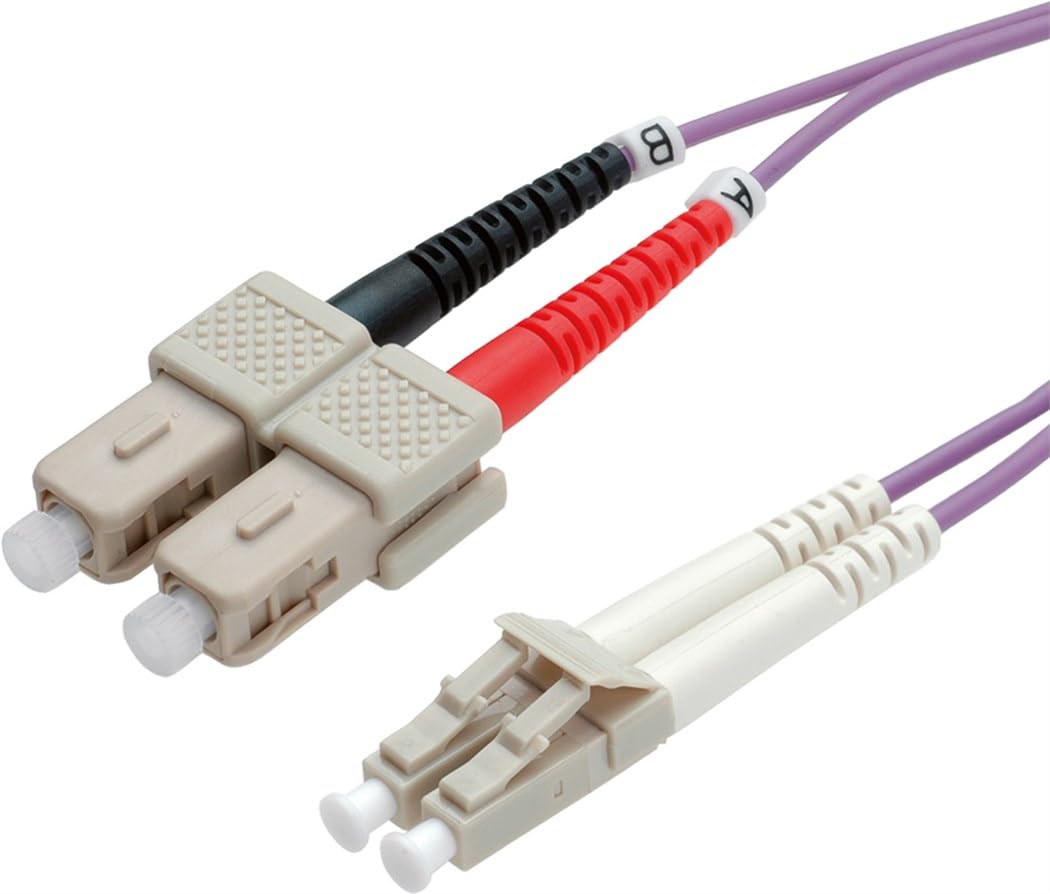 Roline Lc/Sc Lwl Network Cable - Fiber Optic Cables Om4 Duplex Patch Cable In Purple - 2 M