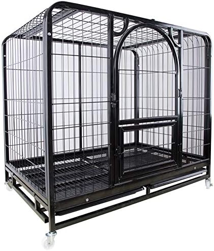 GNAWOX Heavy Duty Metal Black Dog Crate for Small And Medium Dogs and Cat, Outdoor Pet Cage with Wheels and Door (Size : 60x44x56cm)