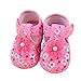 DZT1968® Baby Girl Cloth Round Dot Soft Sole Prewalker Mary Jane Shoes With Bowknot (0~3 Months, Pink)