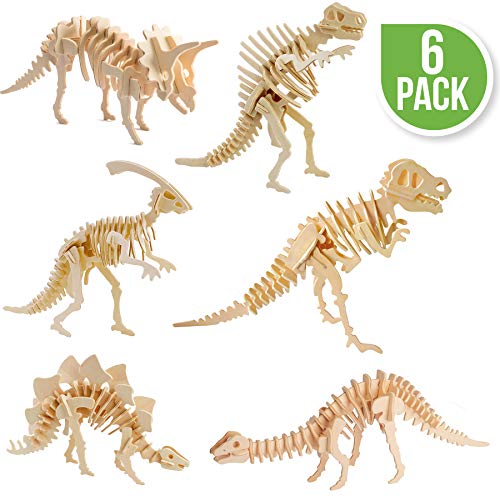 3D Dinosaur Puzzles, Educational Toy for Kids and Adults, STEM Learning (6 Pack)