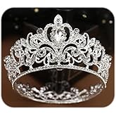 Unique Crystal Tiaras Crown for Women, Gold Rhinestone Queen Crown Hair Headpieces Halloween Cosplay Birthday Prom Pageant Party Geremony Photo Props (Silver-1)