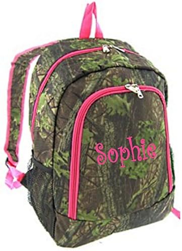 Personalized Camouflage School Backpack (Mossy w/ Pink Trim)