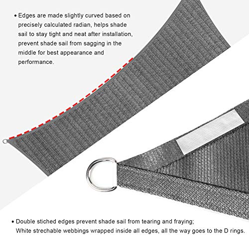 Sekey Sonnensegel 3x4m, Sonnenschutz, Rechteckig HDPE-Kunststoff, Winddicht Wasserdurchlässig UV-beständig Atmungsaktiv… – Bild 6