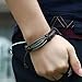 MORE FUN Vintage Metal Button Brown Braided Cord Cuff Bangle Adjustable Leather Bracelet