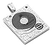 Xusamss Hip Hop DJ 18K Gold Plated Crystal Phonograph Tag Pendant Necklace with Chain