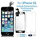 QTlier for iPhone 5S LCD Screen Black - Corepair Full Assembly Display Replacement Touch Digitizer with Home Button, Front Camera, Ear Speaker, Repair Tools and Screen Protector
