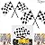 Ifavor123 Checkered Black and White Plastic Race Mini Flags â€“ Racing Themed Bulk Party Favor Novelty