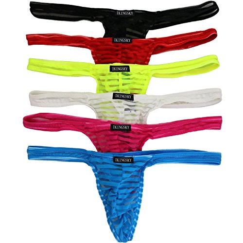 Ikingsky men s sexy transparent g-string low raise thon…