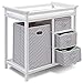 Costzon Baby Changing Table, Infant Diaper Changing Table Organization, Diaper Storage Nursery Station with Hamper and 3 Baskets (White+Gray)