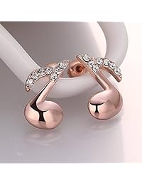 Aretes con notas musicales Acxico de acero inoxidable para mujeres