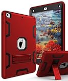 TIANLI iPad 6th Generation Cases,iPad 2018 Case,iPad 9.7 inch Case Three Layer Heavy Duty Shockproof Protective Hybrid High Impact Resistant Cover with Kickstand for iPad A1893/A1954/A1822/A1823,Red