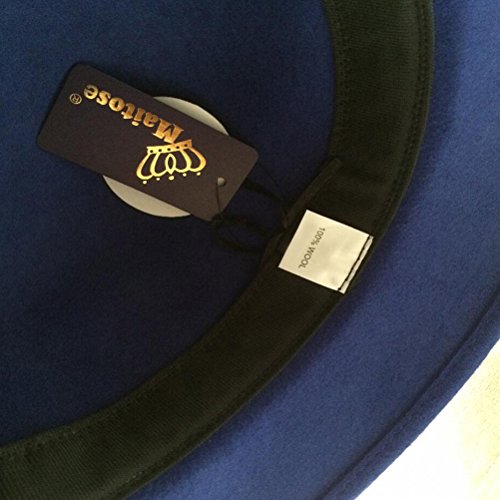 Maitose Women's Bow Wool Felt Bucket Hat Blue