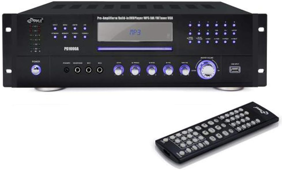 Amazon Com 4 Channel Pre Amplifier Receiver 1000 Watt Compact Rack Mount Home Theater Stereo Surround Sound Preamp Receiver W Audio Video System Cd Dvd Player Am Fm Radio Mp3 Usb Reader Pyle Pd1000a Black 4 channel pre amplifier receiver 1000 watt compact rack mount home theater stereo surround sound preamp receiver w audio video system cd dvd