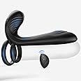 Vibrating Cock Ring Remote Control Dual Penis Ring for Men Couple with 10 Vibrating Mode G-spot and Clitor Simulator 3 in 1 Vibrator Adult Men Sex Toy Black
