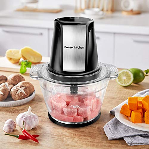 Electric Food Chopper, Bonsenkitchen Food Processors with 1L Glass Bowl