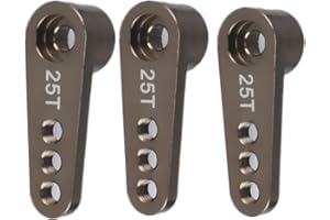 UURCSKY Aluminum 25T Steering Servo Horn Arm,RC Steering Servo Arm Horn for RC 1:8 1:10 Model Car/Boat Futaba HSP HPI Wltoys Himoto Redcat Axial 3 pcs/Set (Titanium)