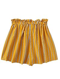 Floerns Shorts de talla grande para dama Shorts de verano de rayas altas con bolsillos