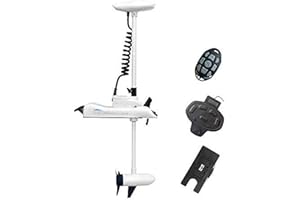 AQUOS White Haswing 12V55LBS 48inch Electric Bow Mount Trolling Motor with Remote Control, Wired Foot Control, Quick Release Bracket for Inflatable Boat Bass Boat Freshwater Saltwater Use