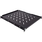 NavePoint Fixed Rack Vented Server Shelf 1U 19 Inch 4 Post Rack Mount Adjustable from 16-33 Inches