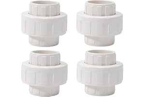 JINUYYNA 1 Inch PVC Union Coupling Pipe Fitting (Socket x Socket) 1 Inch Schedule 40 Slip Union Adapter with EPDM O-Ring, White(Pack of 4)