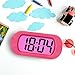 ZHPUAT Colorful Light Digital Alarm Clock with Snooze, Simple Setting, Progressive Alarm, Battery Operated, Shockproof, The Ideal Gift Clock for Kids & Convenient for Travel (Pink)