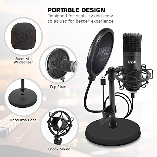 Pyle USB Microphone Podcast Recording Kit Audio Cardioid Condenser