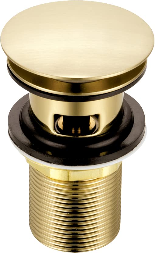 Xcel Home Brushed Gold Slotted Replacement Click Clack Basin Waste | Mushroom Dome Shaped Brass Pop Up Sink Basin Plug Suitable with Over Flow Bathroom Sinks - Standard G 1 1/4" BSP (1 Waste)