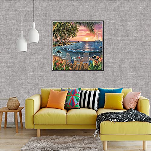 Beach Diamond Painting,Beach Diamond Art Sunset,Diamond Painting Beach,Perfect for Home Wall Decoration 12x16inch