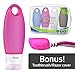 Leak-Proof 3oz Silicone Travel Bottles - Set of 4 + Bonus Toothbrush Cover