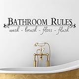Home Art Wall Quote Stickers "Bathroom Rules" Decoration Decals Vinyl Art Decor