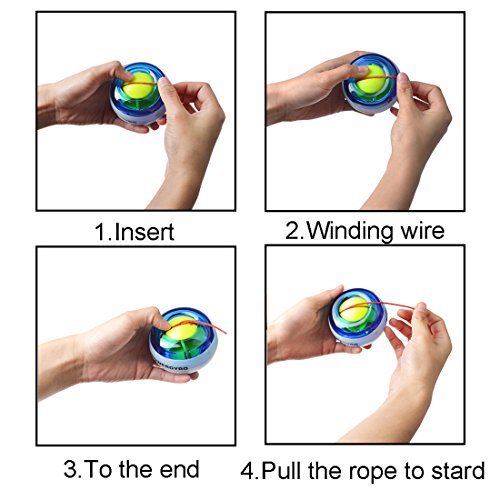 RESBO Wrist Trainer Gyro Ball Hand Spinner Gyroscopic Ball Arm Strengthener Forearms Exerciser PlasticType with LED Light