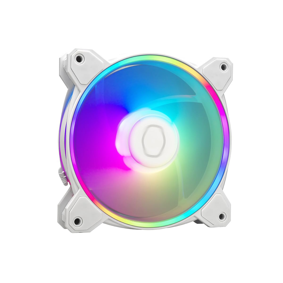 Cooler Master MasterFan MF120 Halo2 ARGB White - Case & Cooling Fan, Dual Ring Addressable RGB Lighting, Rifle Bearing, Enlarged Air Balance Blades, Jam Sensor Protection & Upgraded Driver IC - 120mm — image 1