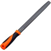 Edward Tools Harden 8" Half-Round Rasp Woodworking File with Rubber Handle - Heavy Duty Carbon Steel - Great for Rapid Removal of Material - Tool is 12" Long with Handle