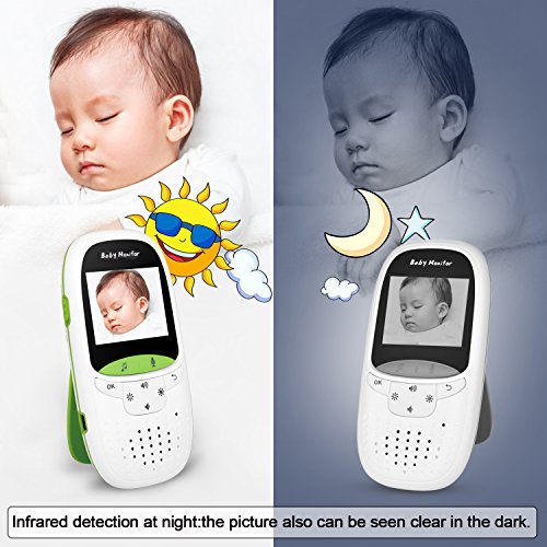 FITNATE Portable Video Baby Monitor with LCD Display, Digital Camera, Infrared Night Vision, Two Way Talk Back, Temperature Monitoring, Lullabies, Long Range and High Capacity Battery,Green