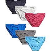 U.S. Polo Assn. Mens Bikini Underwear - 6 Pack Cotton Blend String Classic Stretch Mens Brief with Contour Pouch