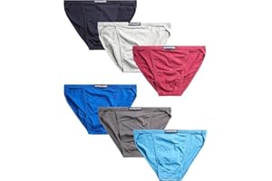 U.S. Polo Assn. Mens Bikini Underwear - 6 Pack Cotton Blend String Classic Stretch Mens Brief with Contour Pouch