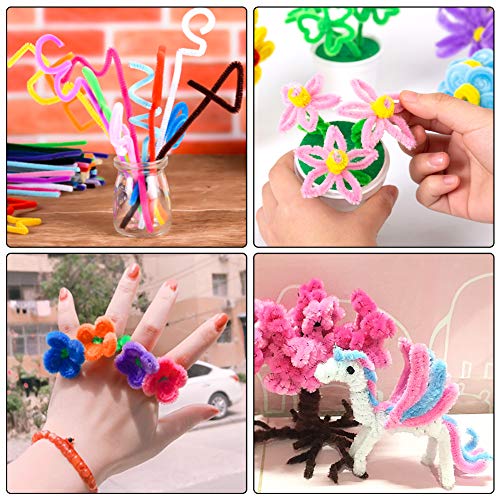 Pipe Cleaners Set, 500PCS Craft Supplies with Chenille Stems Pom Poms Self-Sticking Wiggle Googly Eyes Assorted Colors and Assorted Sizes for DIY School Art Project