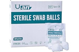 UAN Sterile Wound Care Cotton Balls - 100% Cotton, Ideal for Medical Use & Home Care, Individually Packaged, 20 Pack