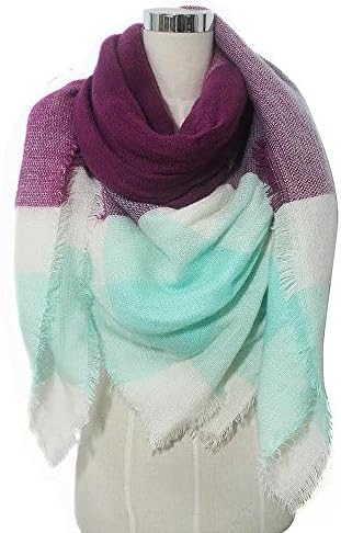 Tartan Wrap Plaid Shawl Warm Blanket Scarf StellarChic (No 7 paris peony)