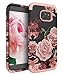 RabeMall Samsung Galaxy S7 Edge Case Unique Pretty Flowers for Girls/Women Anti-Fingerprint Three Layer High Impact Resistant Hybrid Shockproof Protective Cover,Floral Rose Gold