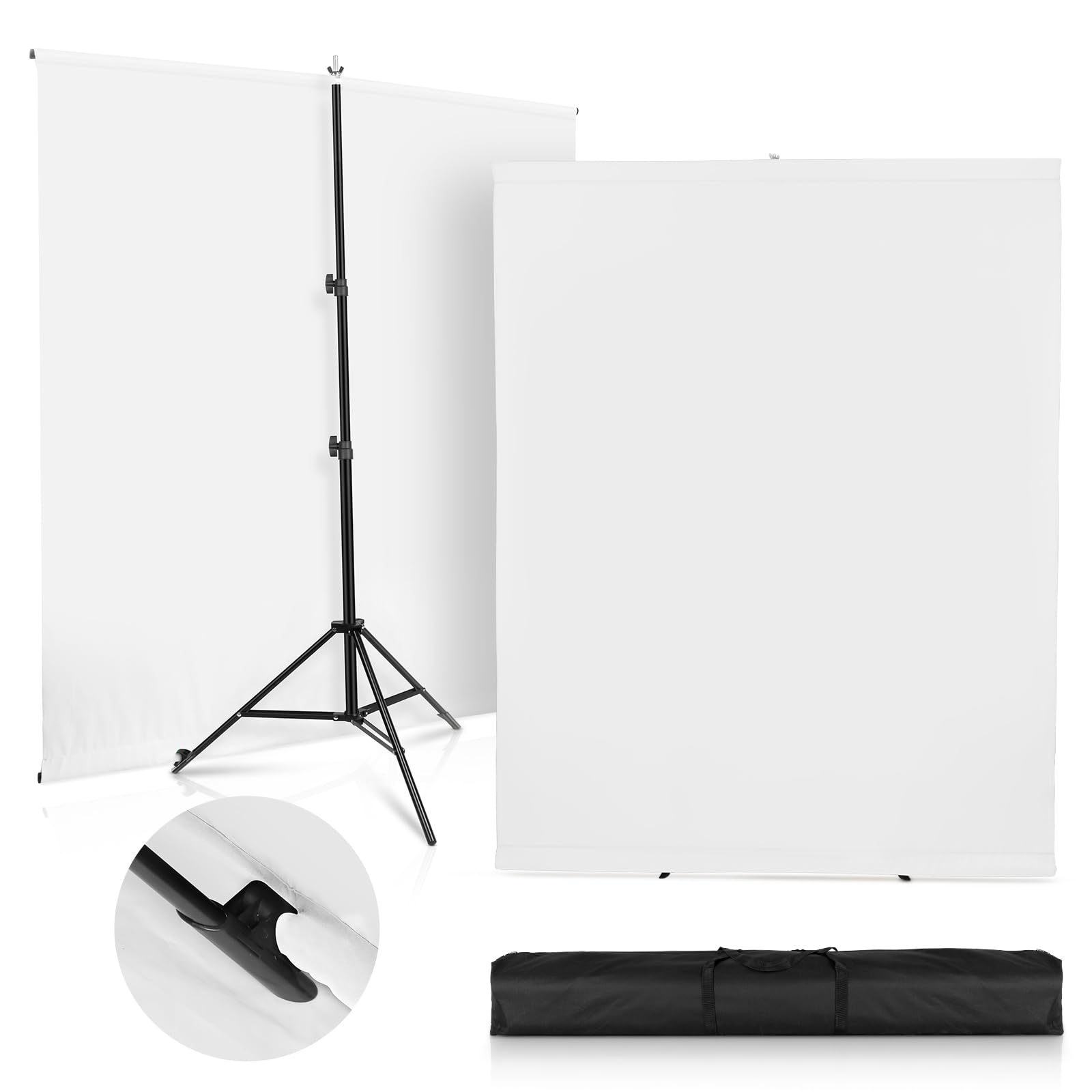 SEDGEWIN White Backdrop with Stand 6.5x6.5ft, Photography Backdrop Kit with Upgraded Background Stand Chromakey Support for Photo Studio Streaming Gaming YouTube Video